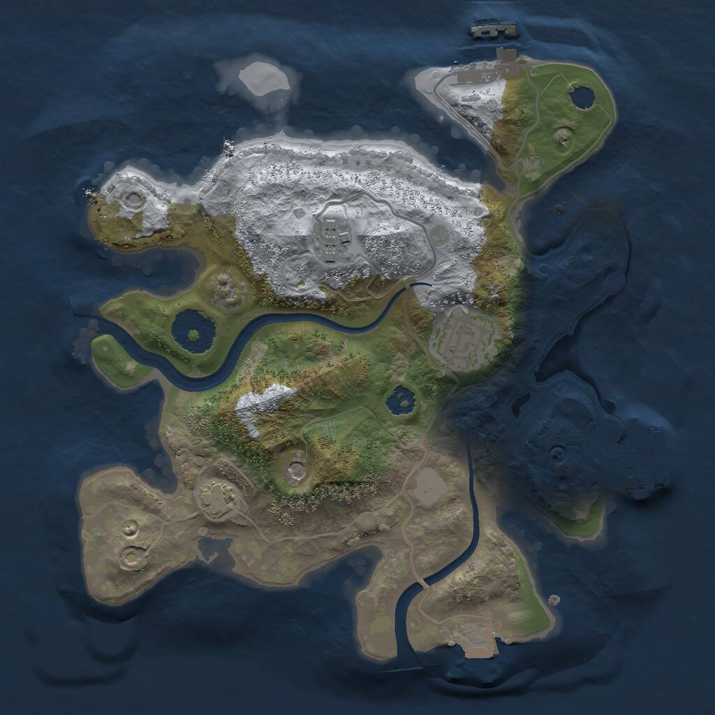 Rust Map: Procedural Map, Size: 2500, Seed: 13910, 7 Monuments
