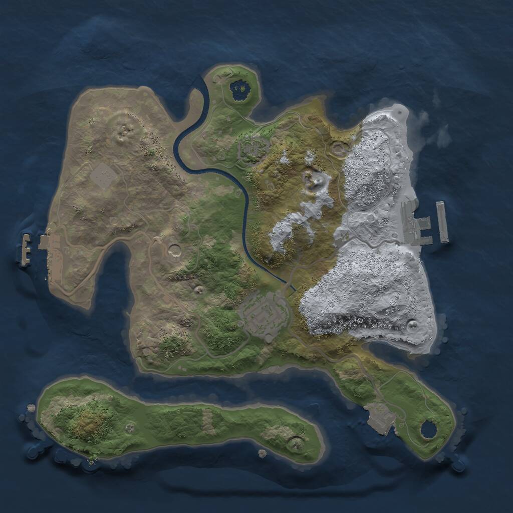 Rust Map: Procedural Map, Size: 2500, Seed: 514527625, 6 Monuments