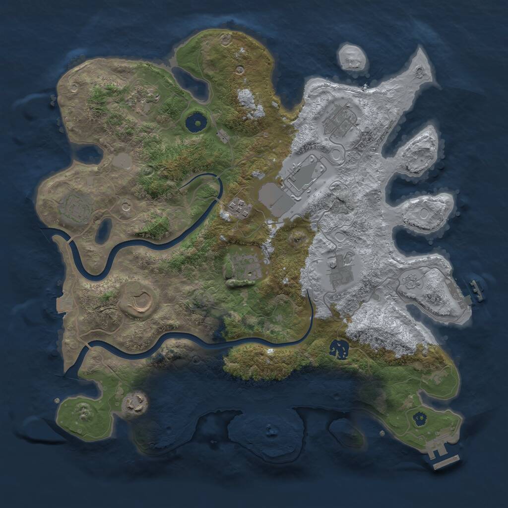 Rust Map: Procedural Map, Size: 3750, Seed: 703349471, 16 Monuments