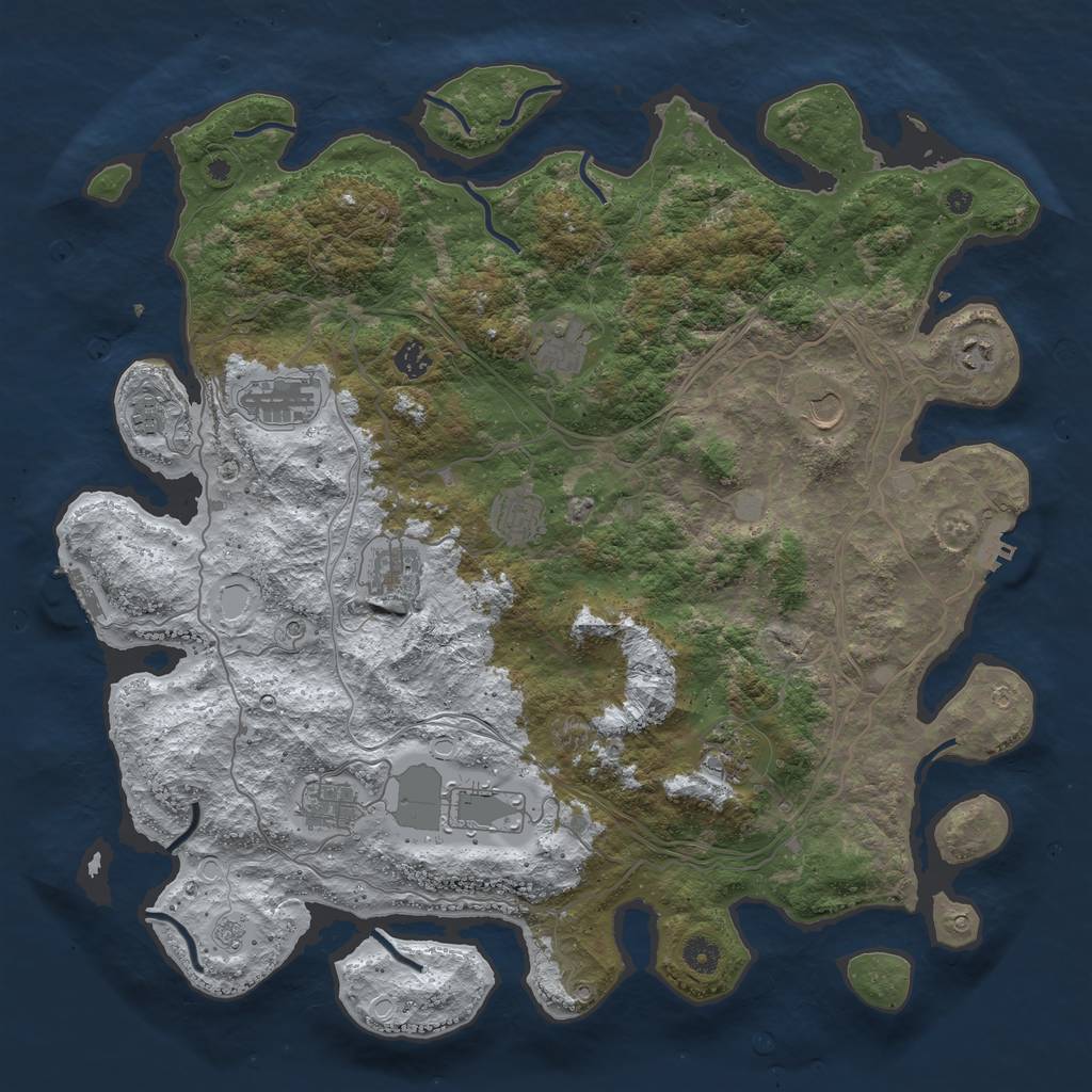 Rust Map: Procedural Map, Size: 4500, Seed: 1279517910, 20 Monuments