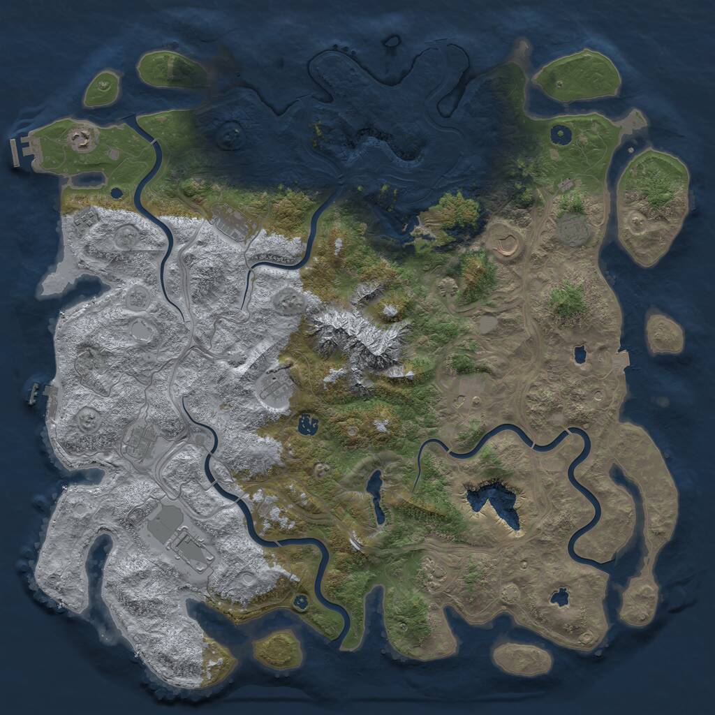 Rust Map: Procedural Map, Size: 5120, Seed: 84409, 17 Monuments