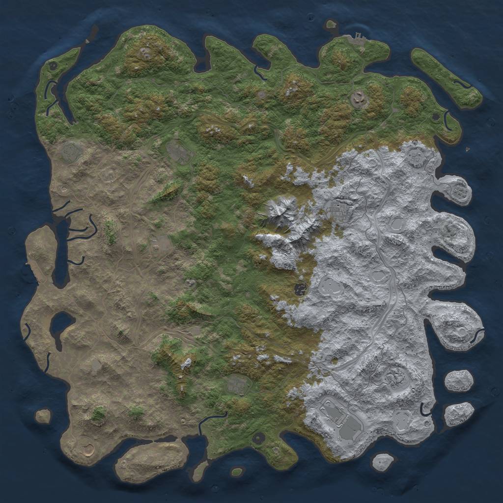 Rust Map: Procedural Map, Size: 6000, Seed: 5471, 20 Monuments