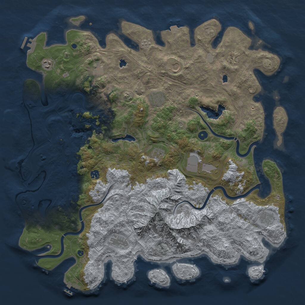 Rust Map: Procedural Map, Size: 5000, Seed: 130524, 17 Monuments
