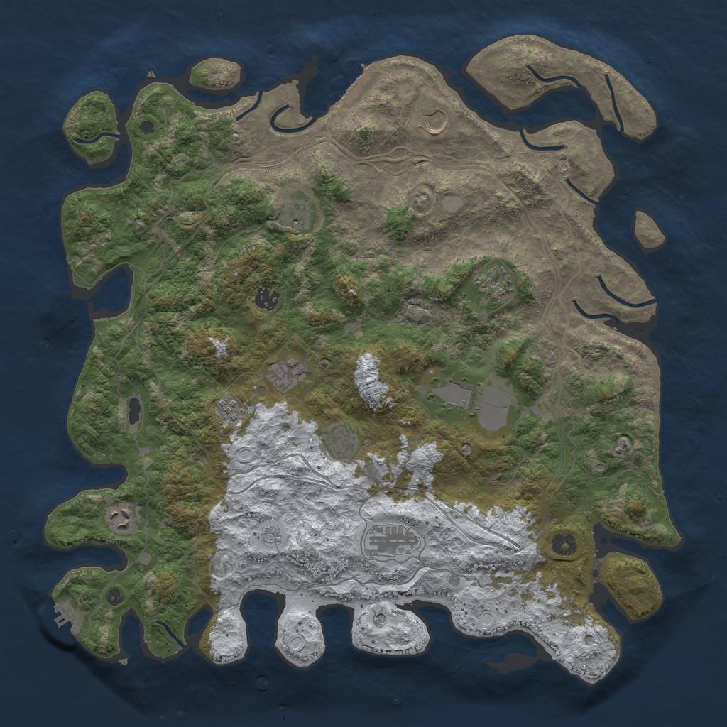 Rust Map: Procedural Map, Size: 4500, Seed: 2096655316, 19 Monuments