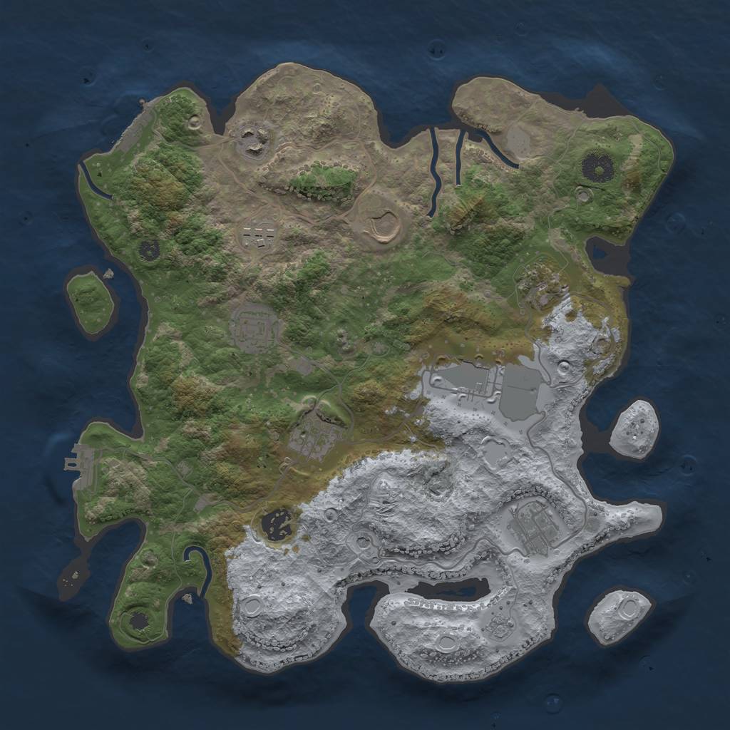 Rust Map: Procedural Map, Size: 3500, Seed: 930984346, 18 Monuments