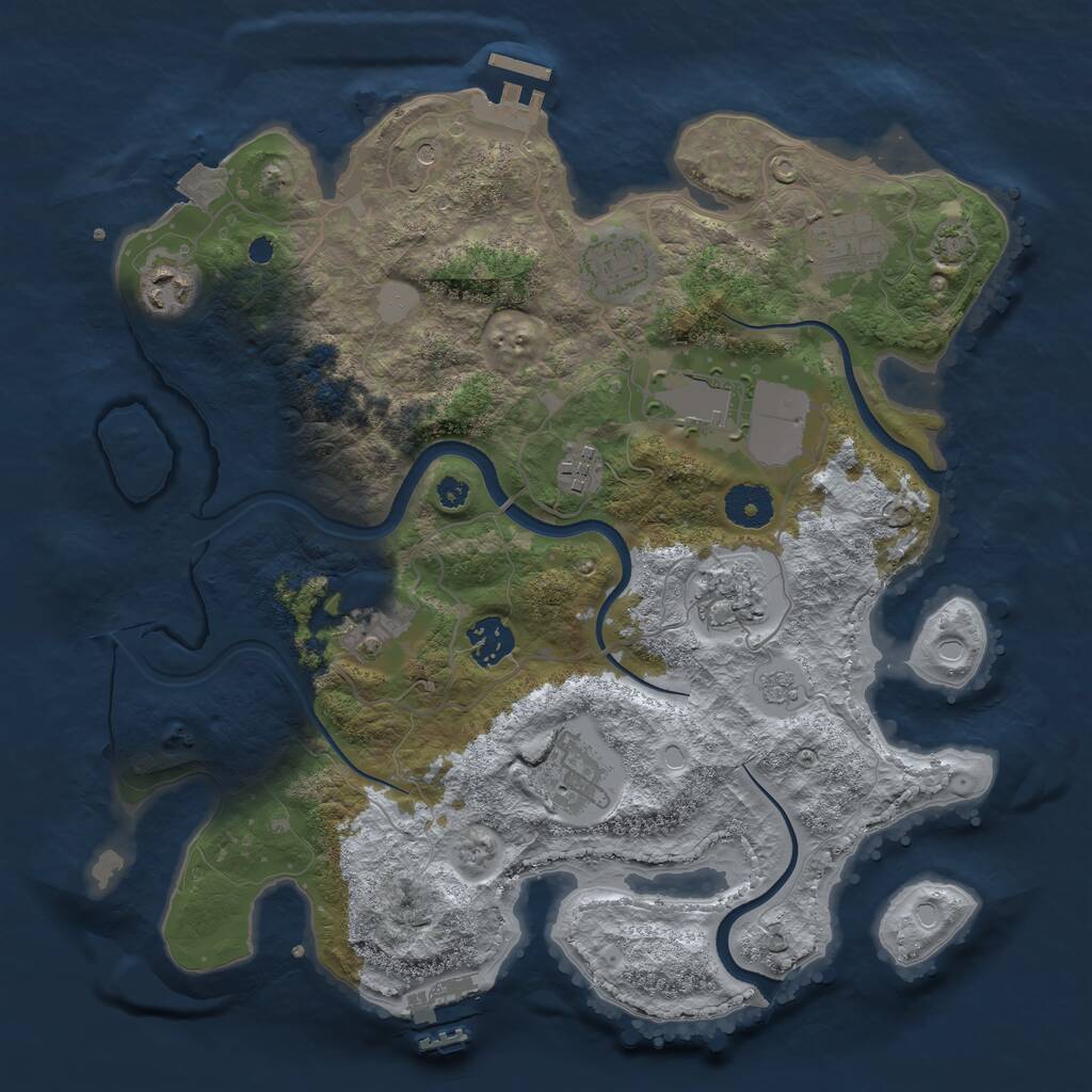 Rust Map: Procedural Map, Size: 3500, Seed: 930984346, 15 Monuments