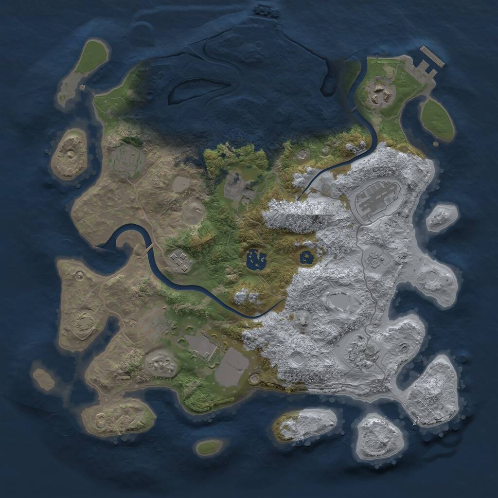 Rust Map: Procedural Map, Size: 3500, Seed: 523466029, 15 Monuments