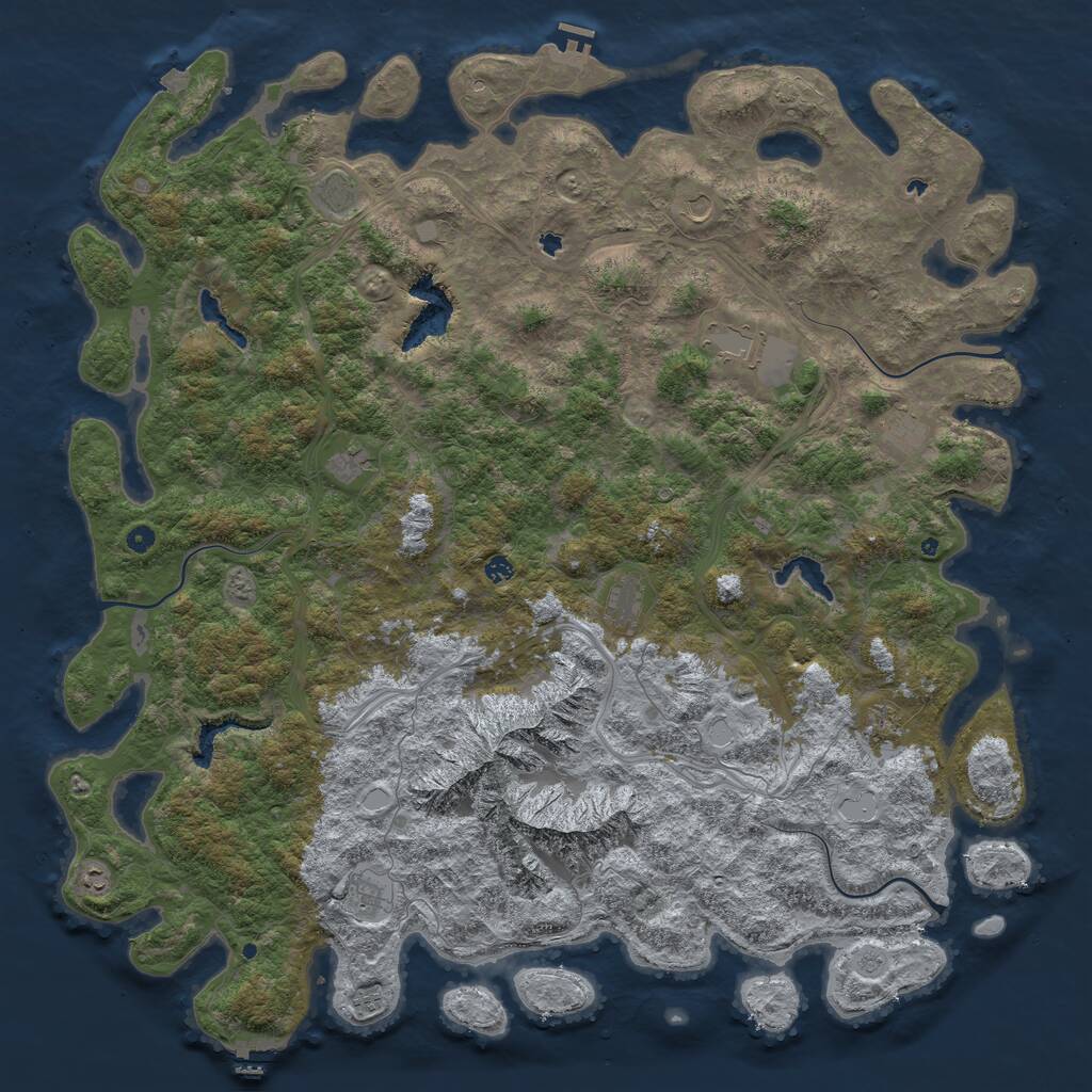 Rust Map: Procedural Map, Size: 6000, Seed: 130524, 17 Monuments