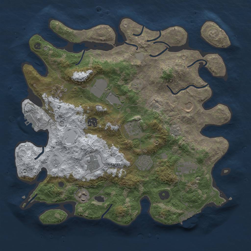 Rust Map: Procedural Map, Size: 3700, Seed: 1283028155, 19 Monuments