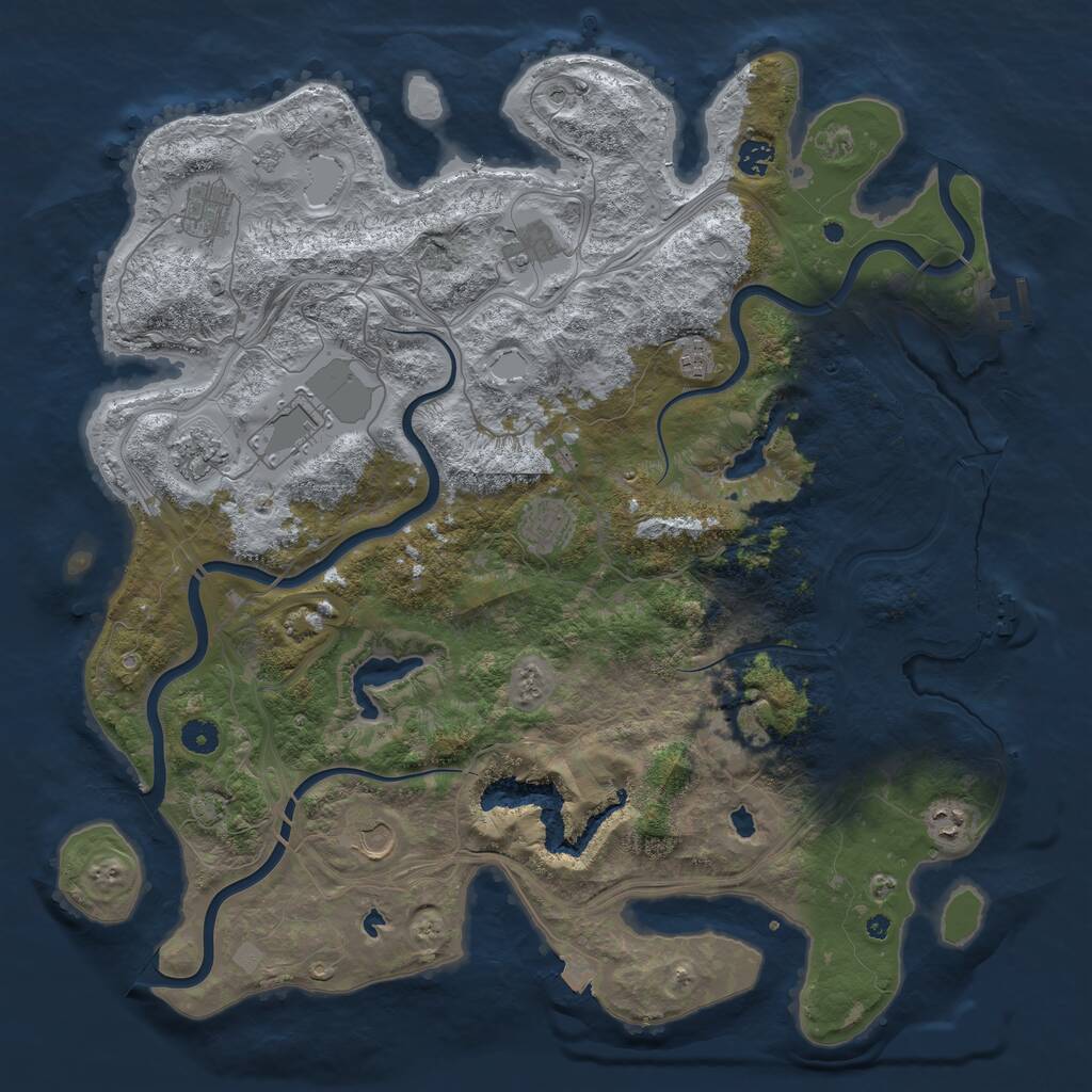 Rust Map: Procedural Map, Size: 4500, Seed: 707421403, 16 Monuments