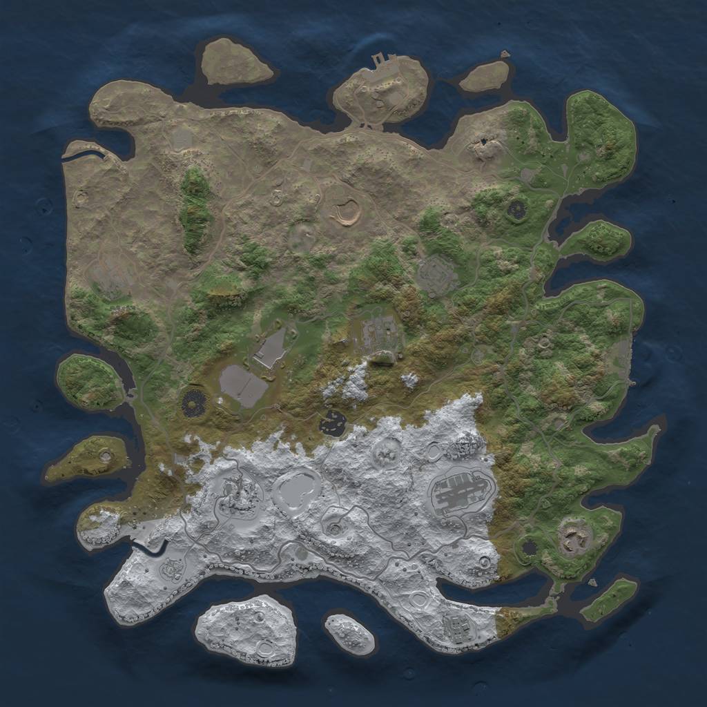 Rust Map: Procedural Map, Size: 4000, Seed: 886081, 19 Monuments