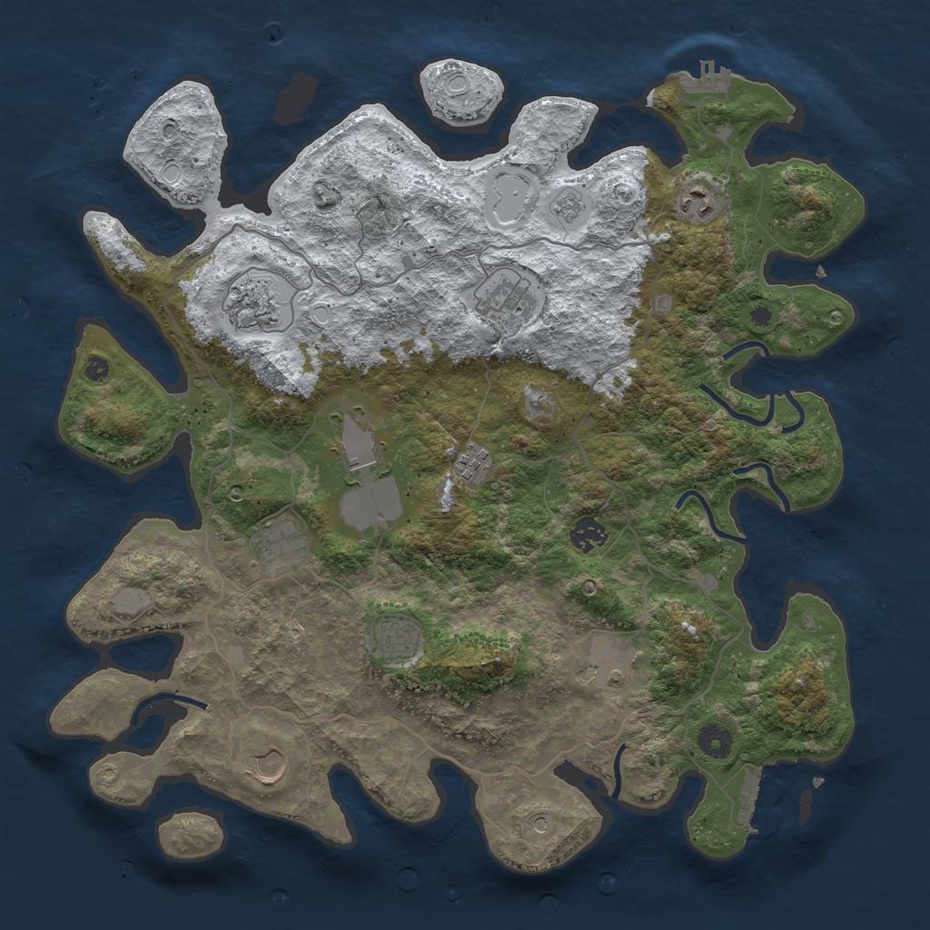Rust Map: Procedural Map, Size: 4000, Seed: 5052, 19 Monuments
