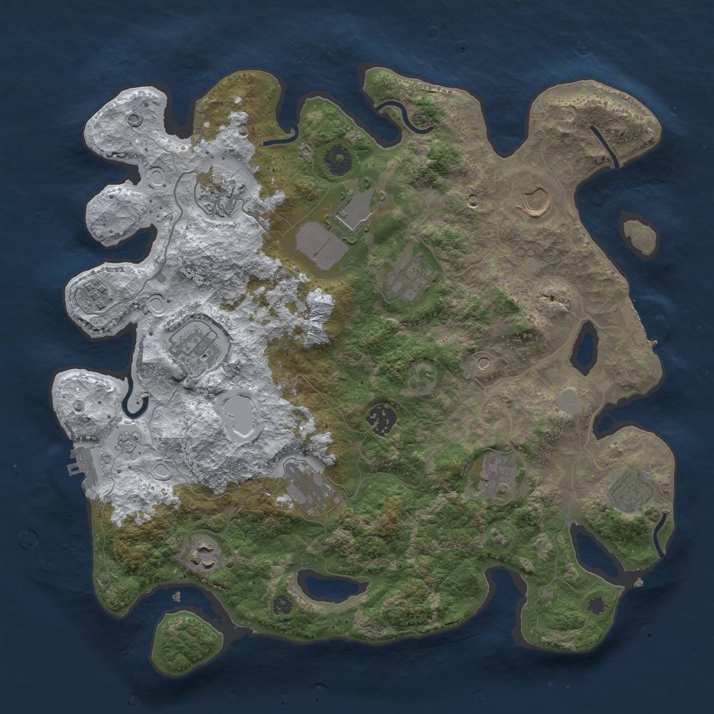 Rust Map: Procedural Map, Size: 3700, Seed: 1935435918, 20 Monuments