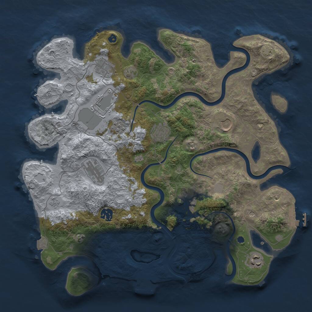 Rust Map: Procedural Map, Size: 3700, Seed: 1935435918, 15 Monuments