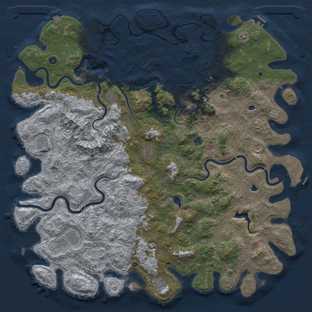 Rust Map: Procedural Map, Size: 6000, Seed: 8004822, 17 Monuments