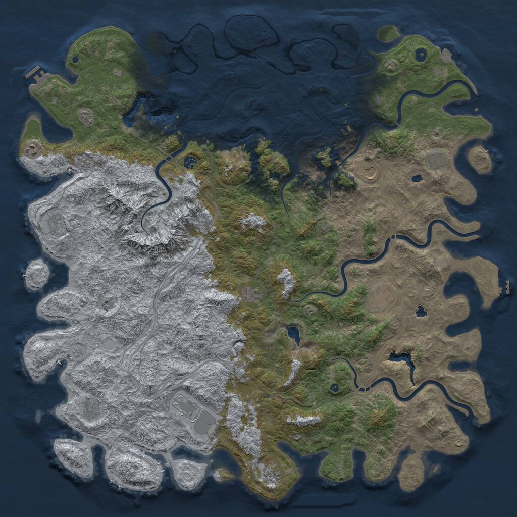 Rust Map: Procedural Map, Size: 6000, Seed: 8004822, 17 Monuments