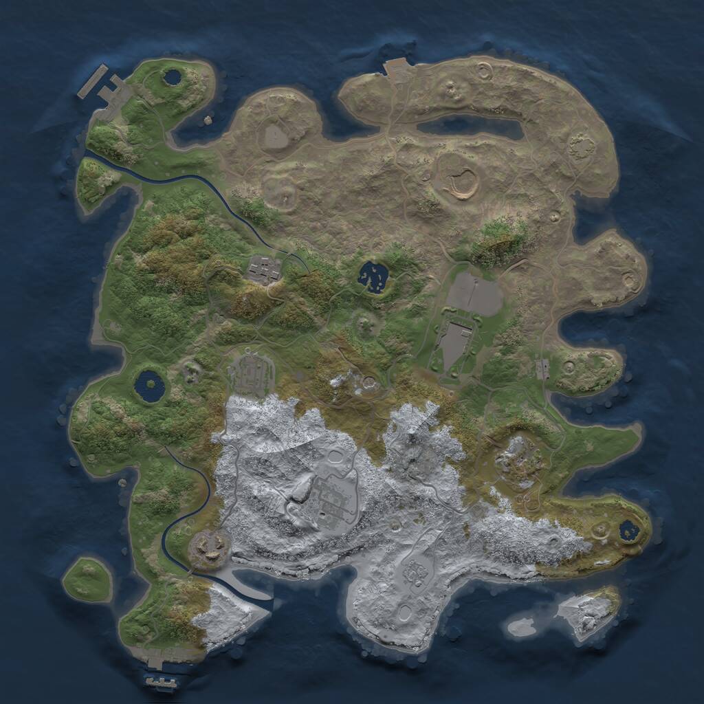 Rust Map: Procedural Map, Size: 3500, Seed: 11323565, 14 Monuments