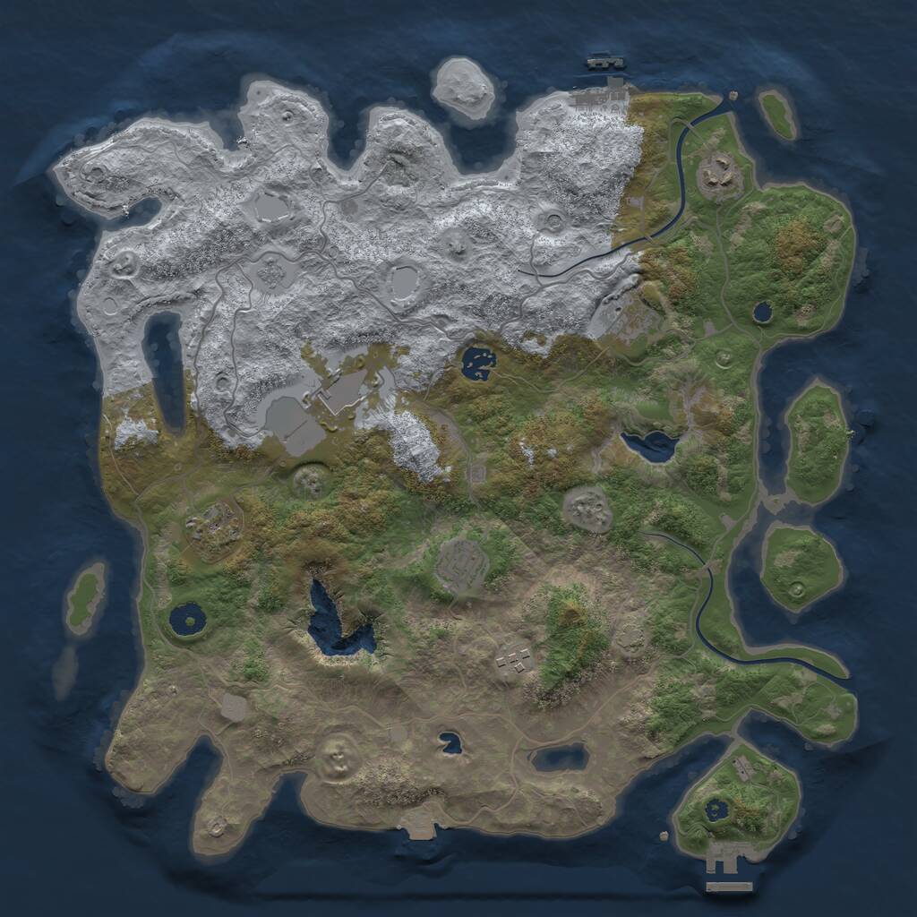 Rust Map: Procedural Map, Size: 4000, Seed: 62445, 13 Monuments