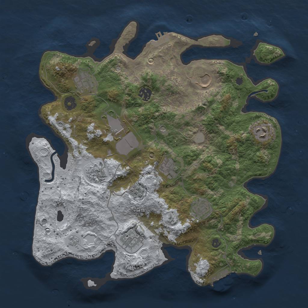Rust Map: Procedural Map, Size: 3500, Seed: 44359463, 19 Monuments