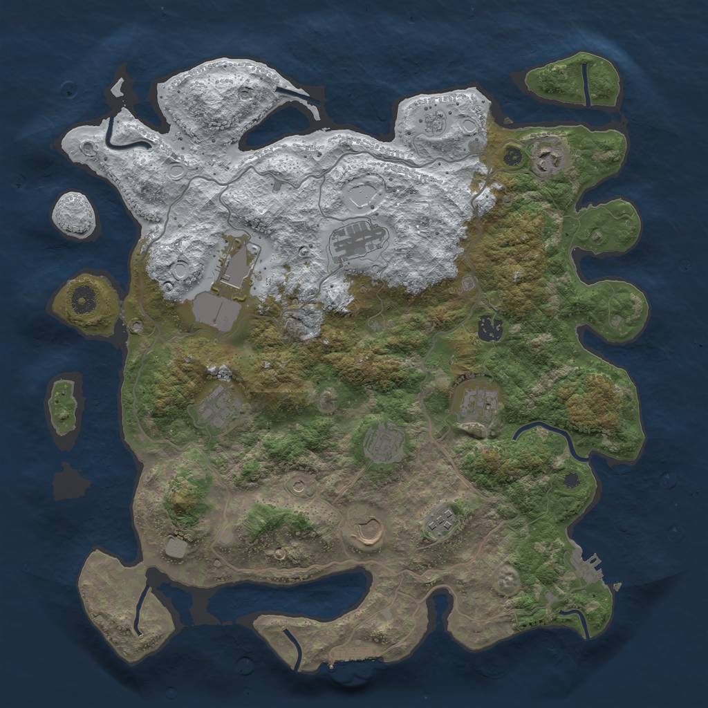 Rust Map: Procedural Map, Size: 4000, Seed: 1375247303, 18 Monuments