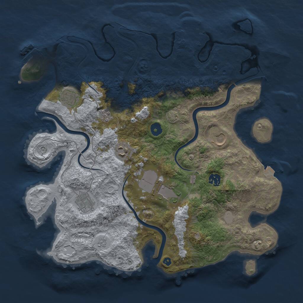 Rust Map: Procedural Map, Size: 3700, Seed: 1221782667, 13 Monuments