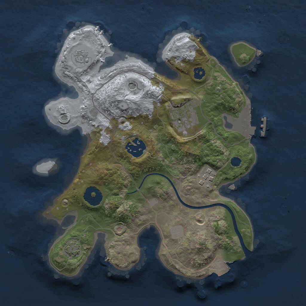 Rust Map: Procedural Map, Size: 2500, Seed: 53426346, 8 Monuments