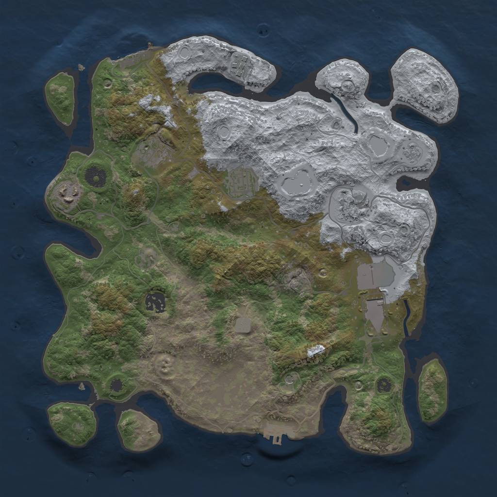 Rust Map: Procedural Map, Size: 3500, Seed: 1913510012, 14 Monuments