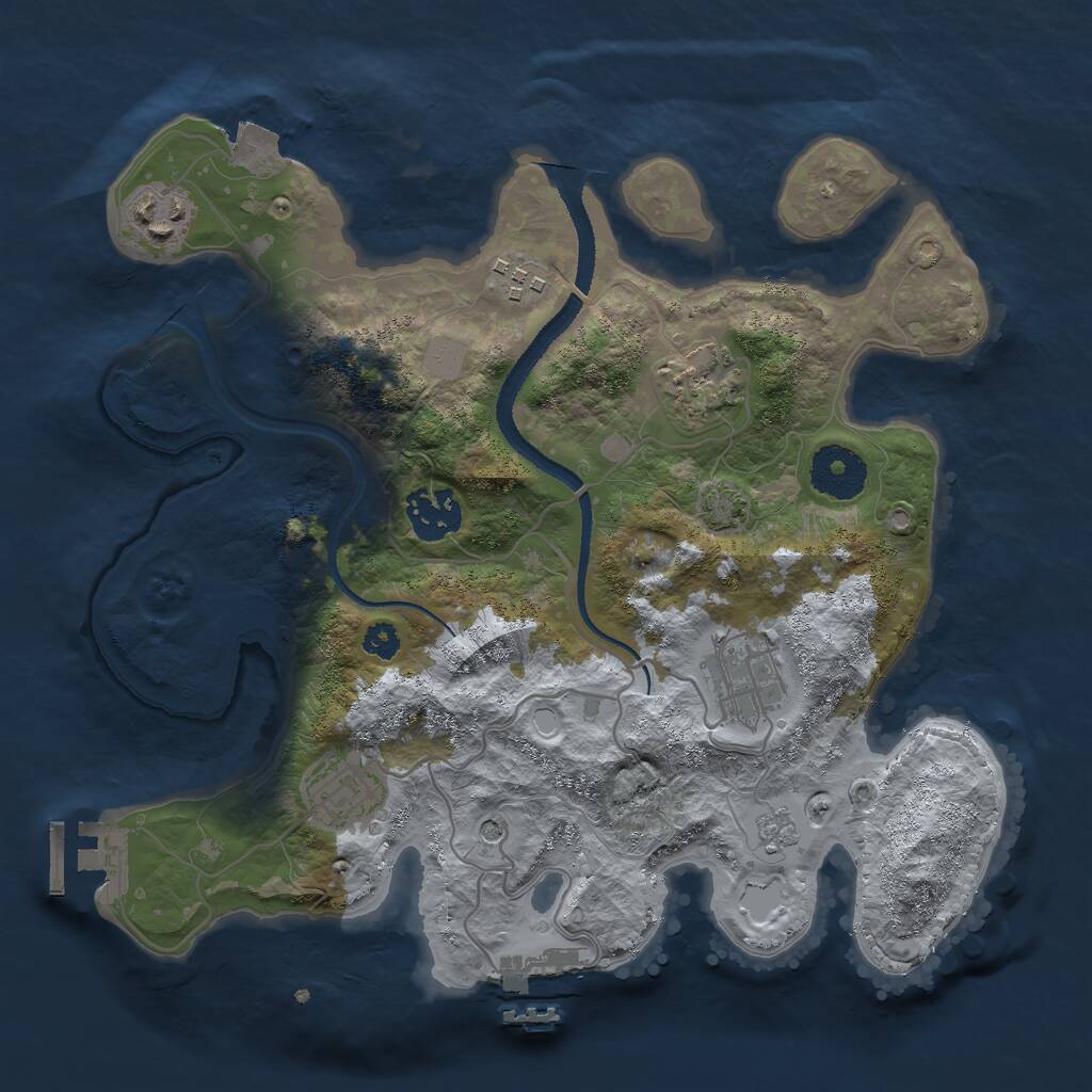 Rust Map: Procedural Map, Size: 3000, Seed: 1982268439, 12 Monuments