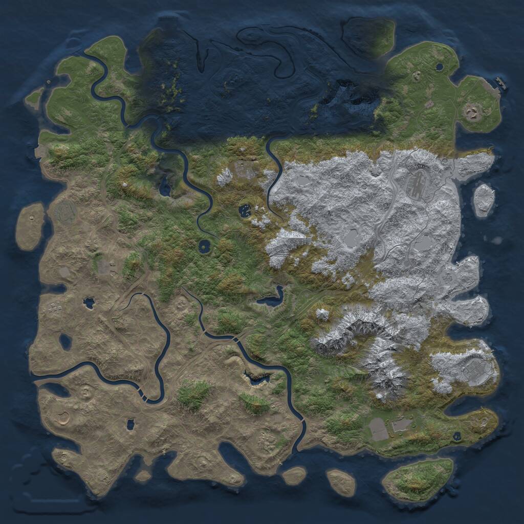 Rust Map: Procedural Map, Size: 6000, Seed: 25771927, 17 Monuments