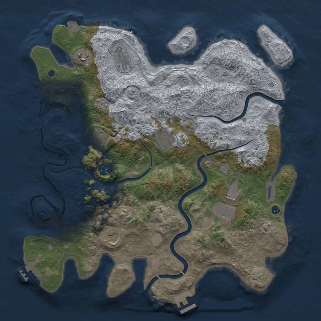 Rust Map: Procedural Map, Size: 3850, Seed: 696618014, 14 Monuments