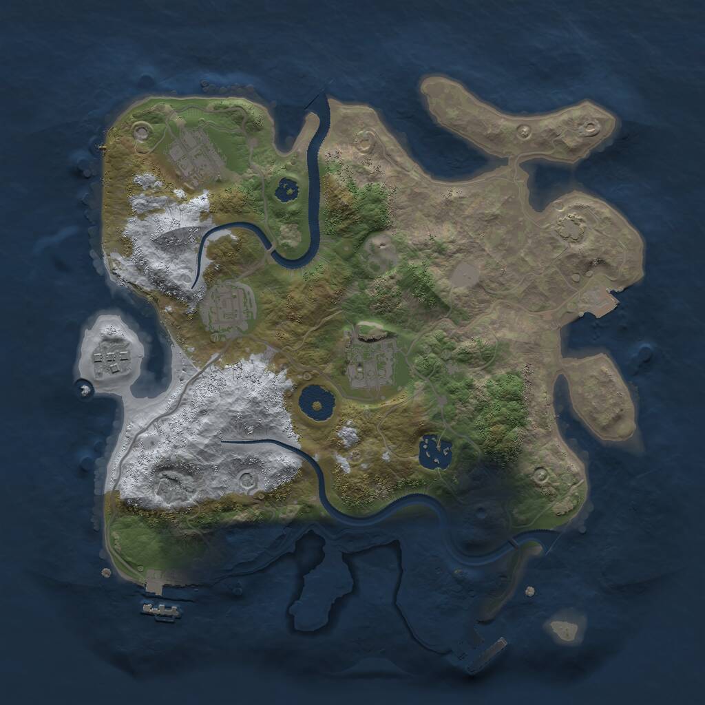 Rust Map: Procedural Map, Size: 3000, Seed: 434404597, 10 Monuments
