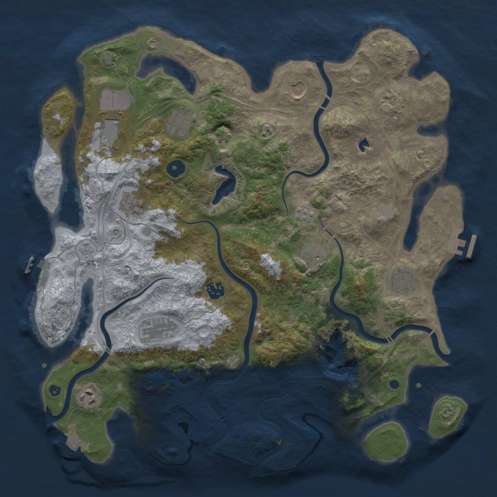 Rust Map: Procedural Map, Size: 4250, Seed: 332337607, 17 Monuments