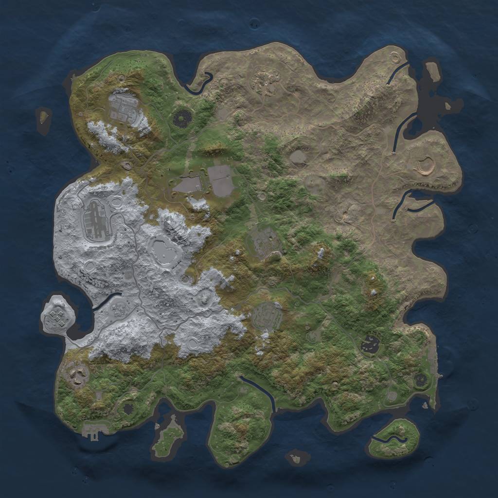 Rust Map: Procedural Map, Size: 4050, Seed: 434404597, 19 Monuments