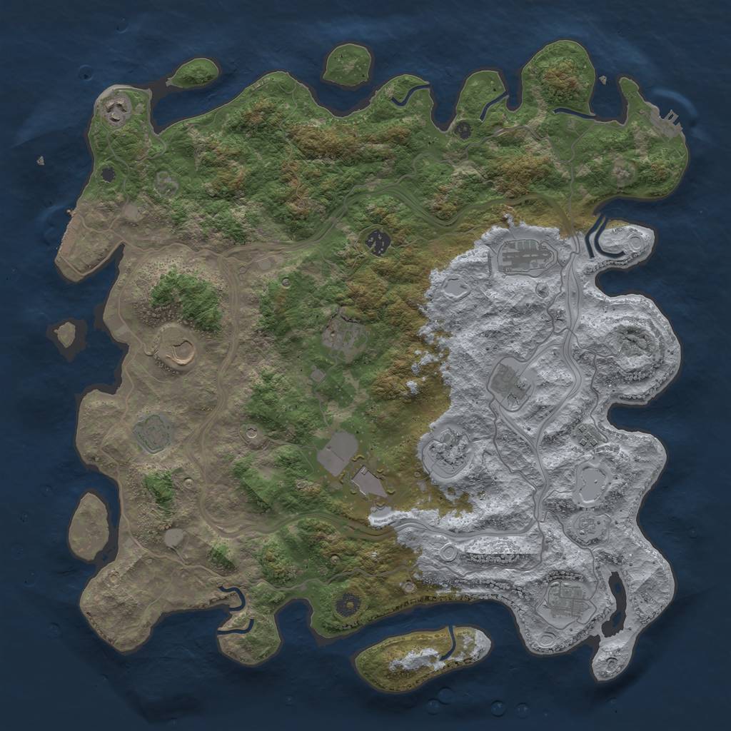 Rust Map: Procedural Map, Size: 4500, Seed: 824666915, 20 Monuments