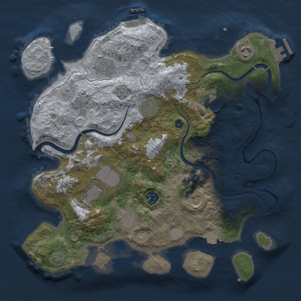 Rust Map: Procedural Map, Size: 3500, Seed: 1745095053, 15 Monuments