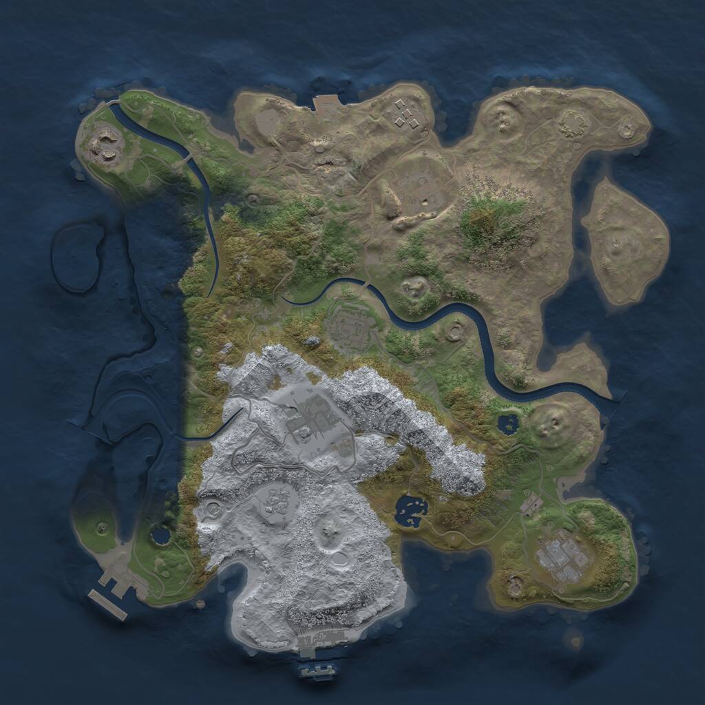 Rust Map: Procedural Map, Size: 3250, Seed: 197038871, 13 Monuments