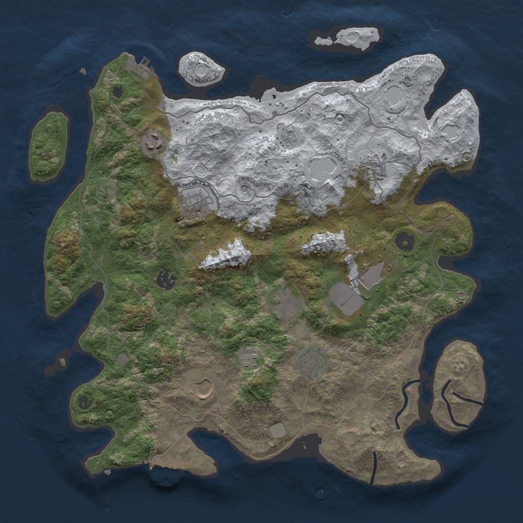 Rust Map: Procedural Map, Size: 4000, Seed: 624697829, 18 Monuments