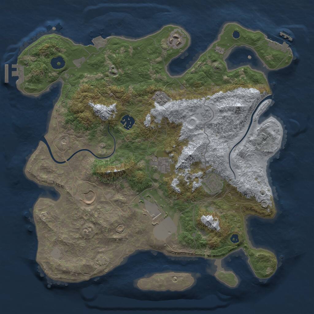 Rust Map: Procedural Map, Size: 3500, Seed: 113551129, 13 Monuments