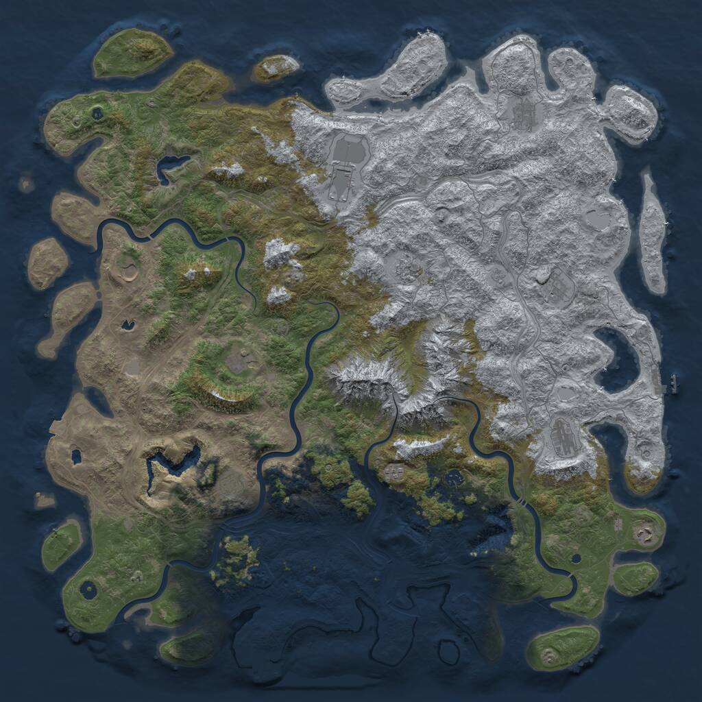 Rust Map: Procedural Map, Size: 6000, Seed: 2116689643, 17 Monuments