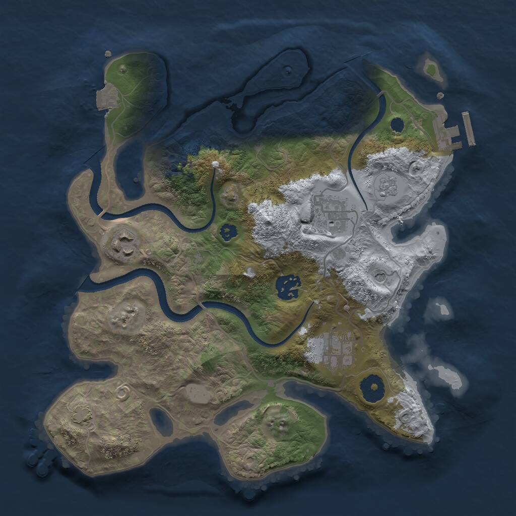 Rust Map: Procedural Map, Size: 3000, Seed: 84365076, 9 Monuments