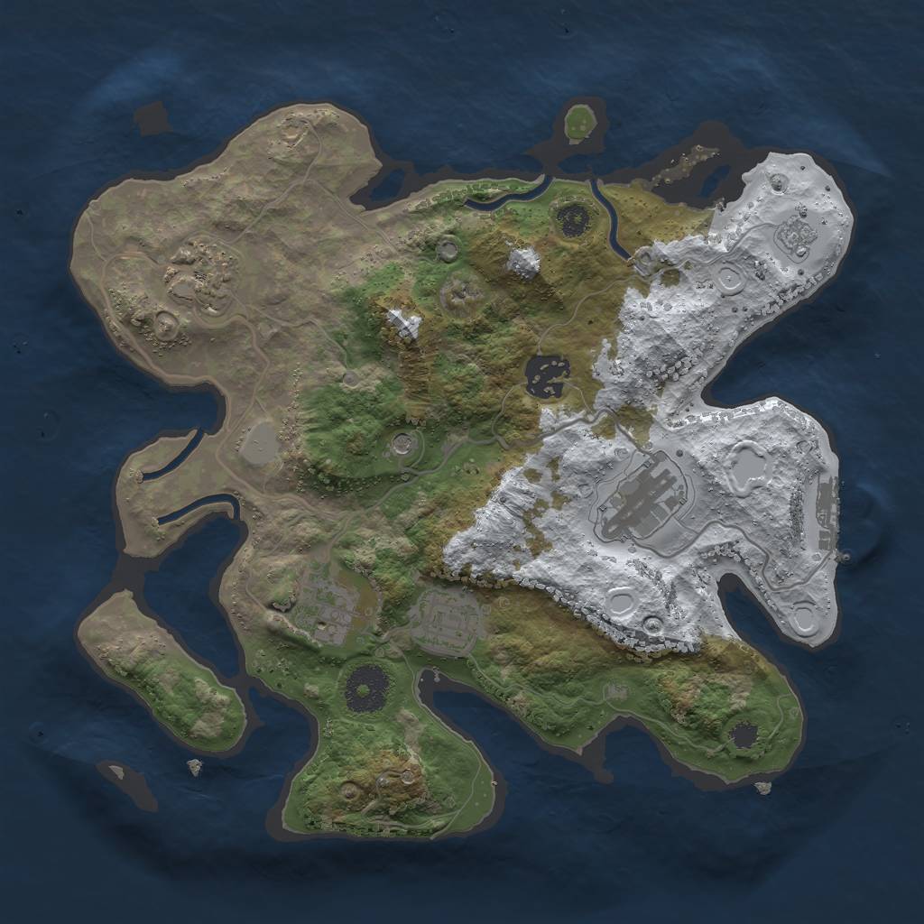 Rust Map: Procedural Map, Size: 3000, Seed: 9245, 13 Monuments