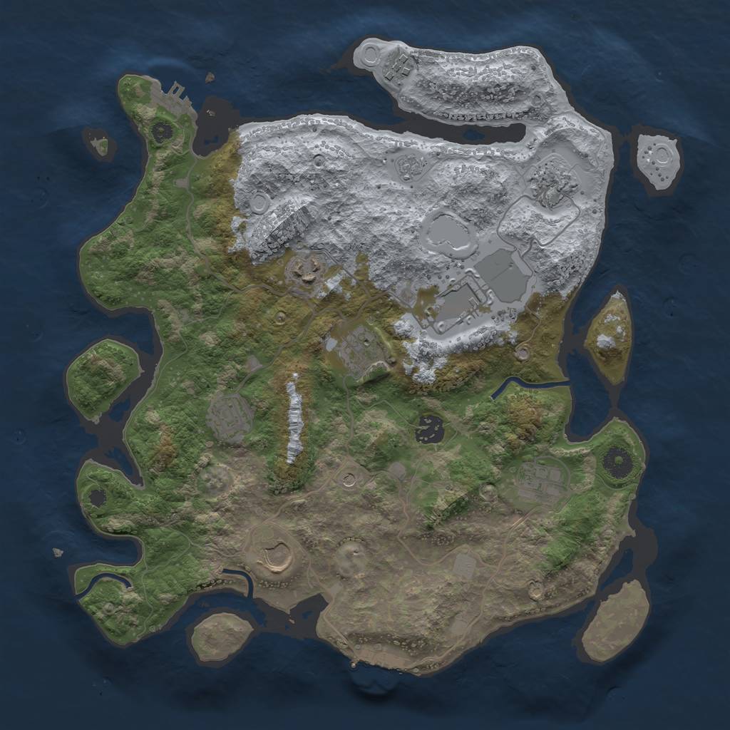Rust Map: Procedural Map, Size: 3649, Seed: 13825, 18 Monuments