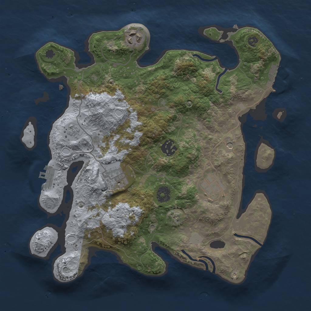 Rust Map: Procedural Map, Size: 3000, Seed: 156869557, 13 Monuments