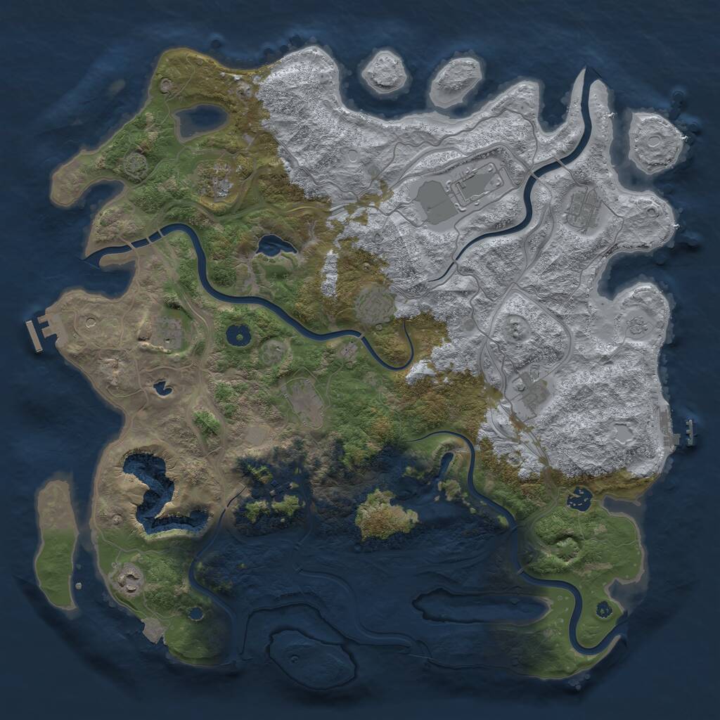 Rust Map: Procedural Map, Size: 4500, Seed: 54655, 16 Monuments