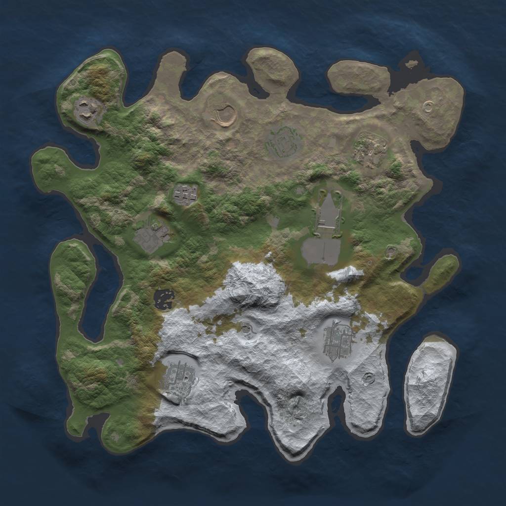 Rust Map: Barren, Size: 3500, Seed: 212, 13 Monuments