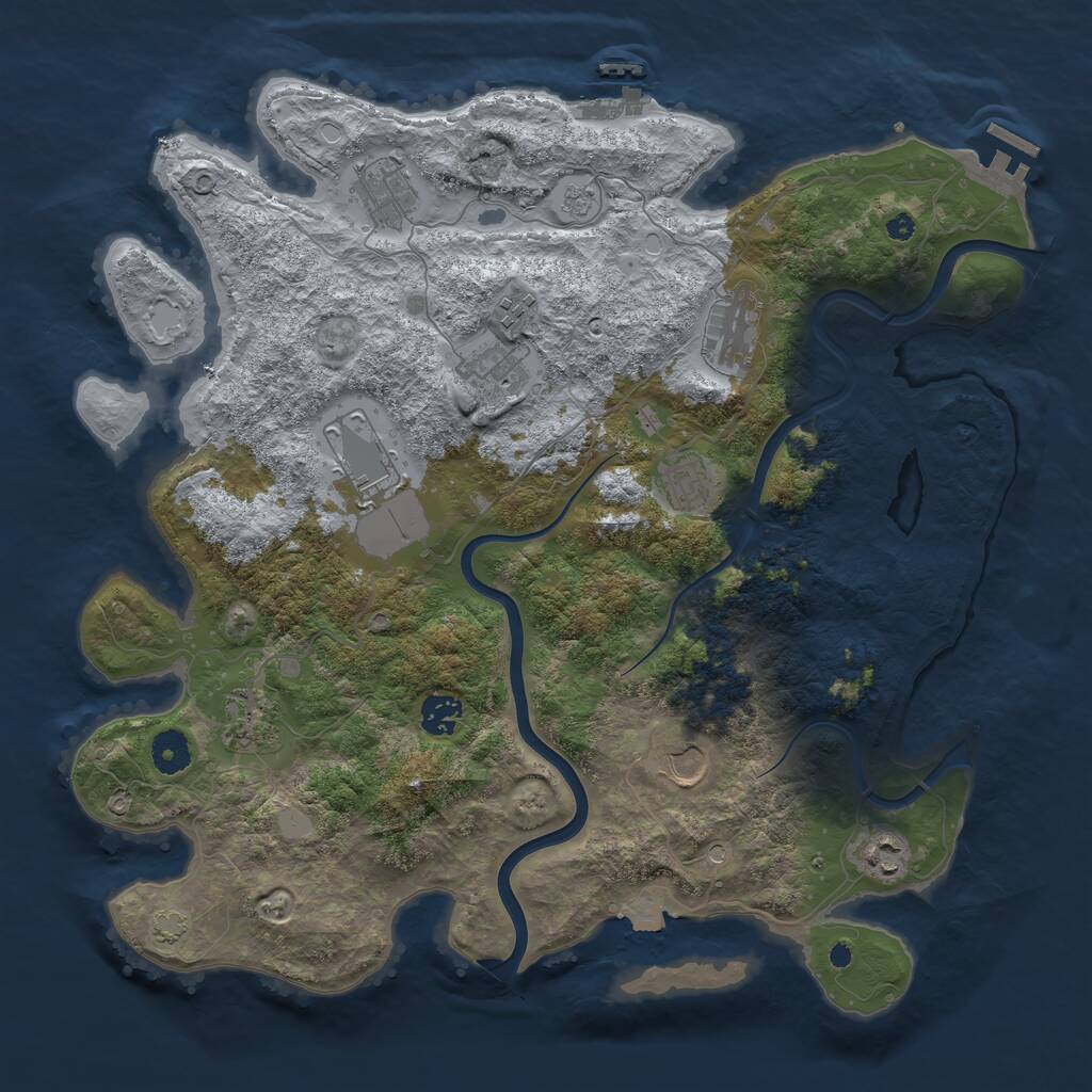 Rust Map: Procedural Map, Size: 3950, Seed: 648252, 16 Monuments