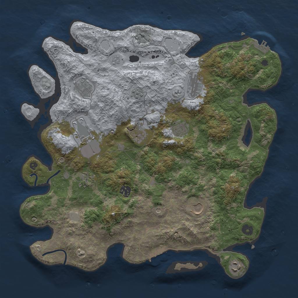 Rust Map: Procedural Map, Size: 3950, Seed: 648252, 19 Monuments