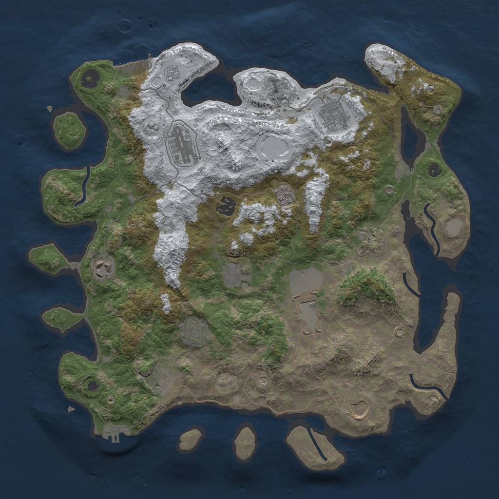 Rust Map: Procedural Map, Size: 3950, Seed: 641482680, 20 Monuments