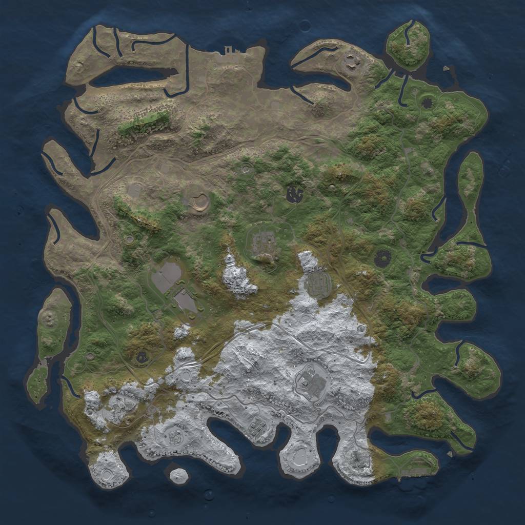 Rust Map: Procedural Map, Size: 4500, Seed: 398498292, 18 Monuments
