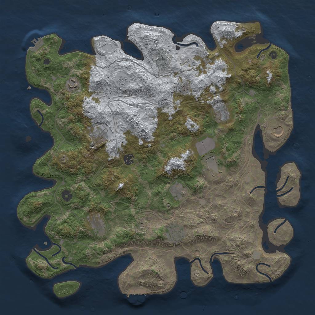 Rust Map: Procedural Map, Size: 4300, Seed: 434225545, 19 Monuments